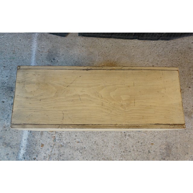 20th Century Rustic Primitive Outdoor Pine Farmhouse Patio Bench Stool Seat 33" For Sale - Image 4 of 14