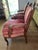 From the 80"s, classic Louis XV Bergére arm chairs with jacquard upholstery in Burgundy Red, Gold, and Green. Excellent...