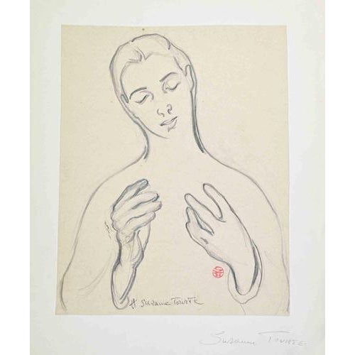 Pencil drawing on paper. Hand signed in the lower center. Very good condition. Suzanne Tourte (1904–1979) was a French...