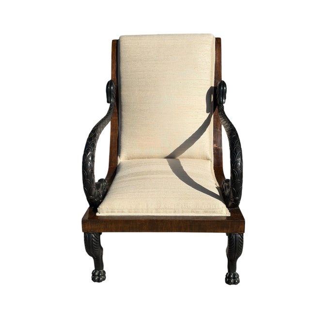 Traditional Quatrain for Dessin Fournir Italian Empire Style Serpent Armchair 1 of 2 Available For Sale - Image 3 of 3