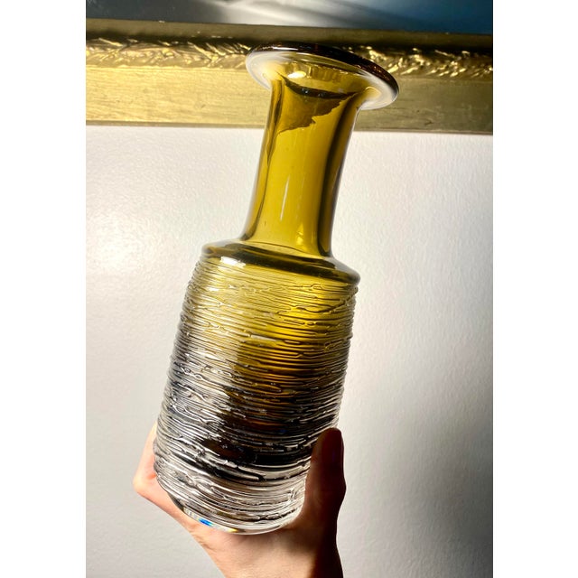 Olive-Topaze Glass Vase by Bengt Edenfalk for Skruf, 1960s For Sale - Image 14 of 16