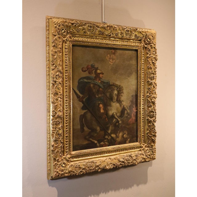 Tuscan School Artist, Saint George and the Dragon, 18th Century, Oil Painting on Canvas, Framed For Sale - Image 13 of 15