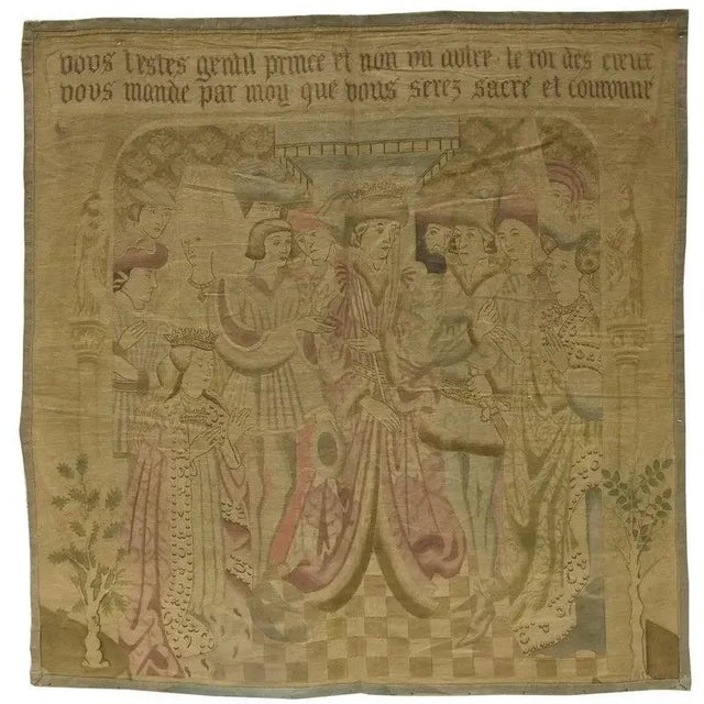 Mid 20th Century 1920 Antique Printed Tapestry For Sale - Image 5 of 9