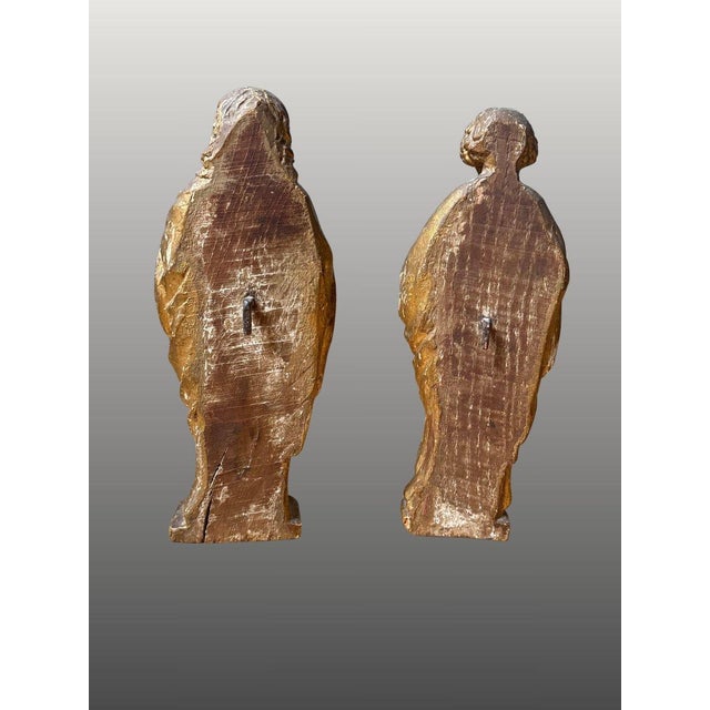 Saint Peter and Saint Paul, 17th-century gilt stucco wood sculpture For Sale - Image 4 of 5