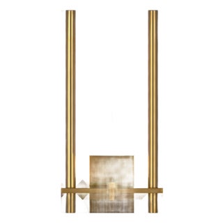 Kelly Wearstler for Visual Comfort Signature Axis Medium Two Arm Sconce in Antique-Burnished Brass For Sale