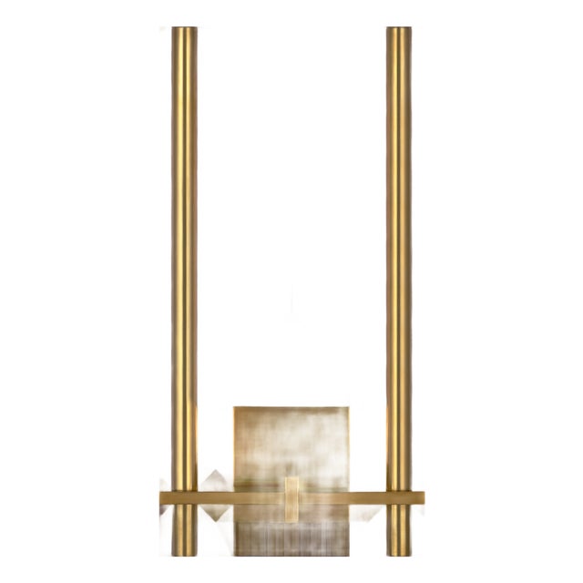 Kelly Wearstler for Visual Comfort Signature Axis Medium Two Arm Sconce in Antique-Burnished Brass For Sale