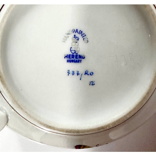 Ceramic Herend, Lady Rothschild Pattern, Birds & Pearls, Lidded Patty Pan For Sale - Image 7 of 12