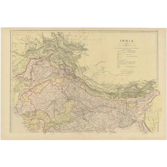 Antique Map of Northern India by Blackie & Son, 1860 For Sale