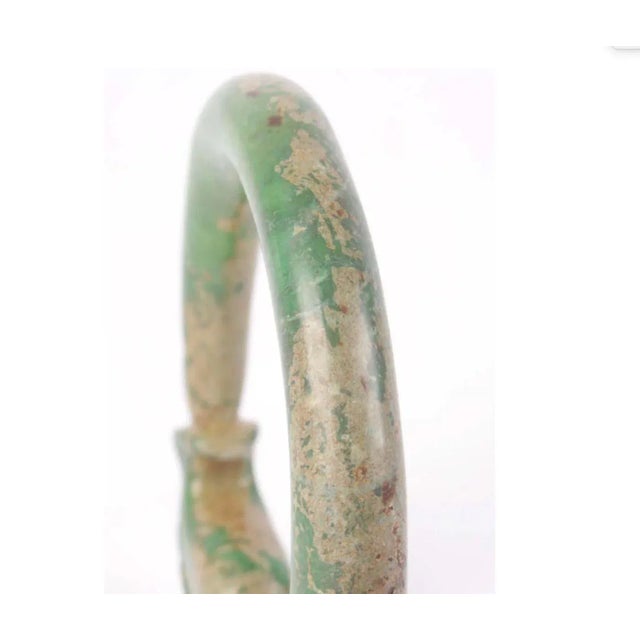 19th Century Archaic Chinese Green Jade Hand Carved Dragon Bracelet or Decorative Object to Display For Sale In West Palm - Image 6 of 6