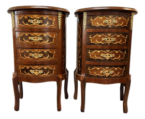 Marquetry Inlay Nightstands, Set of 2