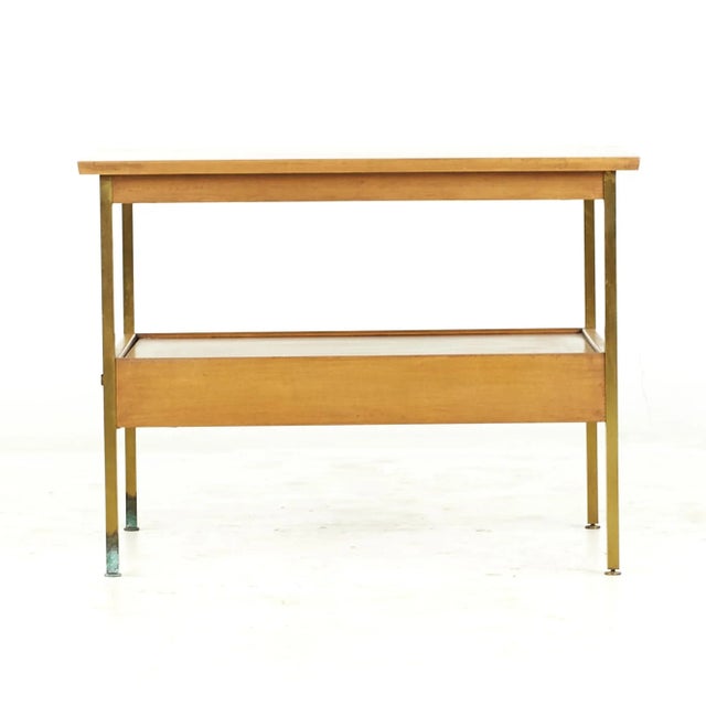 Mid 20th Century Milo Baughman for Murray Mid Century Maple and Brass Nightstands - Pair For Sale - Image 5 of 13