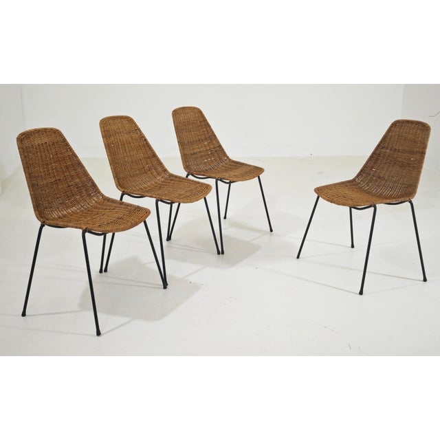 1950s Vintage Basket Wicker Chairs by Legler for Bonacina Italia, 1950s, Set of 4 For Sale - Image 5 of 13