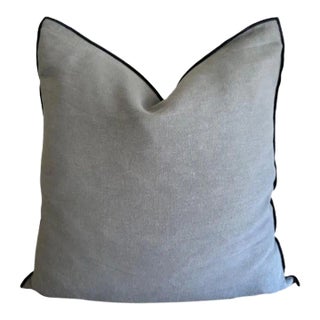 Stone Washed French Linen Accent Pillow in Elephant For Sale
