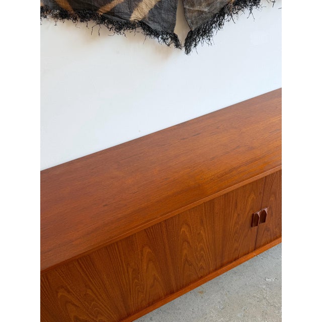 Mid-Century Modern Svend Aage Larsen for Faarup Møbelfabrik Mid Century Danish Teak Tambour Door Credenza For Sale - Image 3 of 12