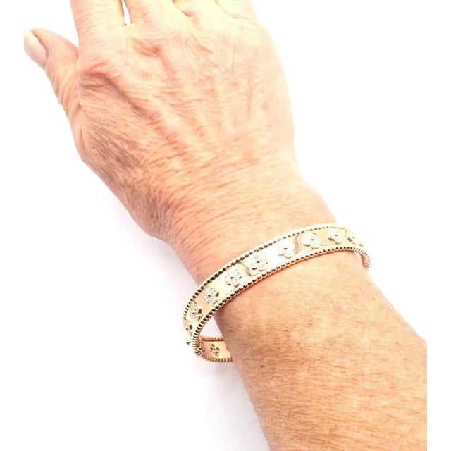 Van Cleef & Arpels Perlee Diamond Clover Rose Gold Bangle Bracelet For Sale - Image 13 of 13