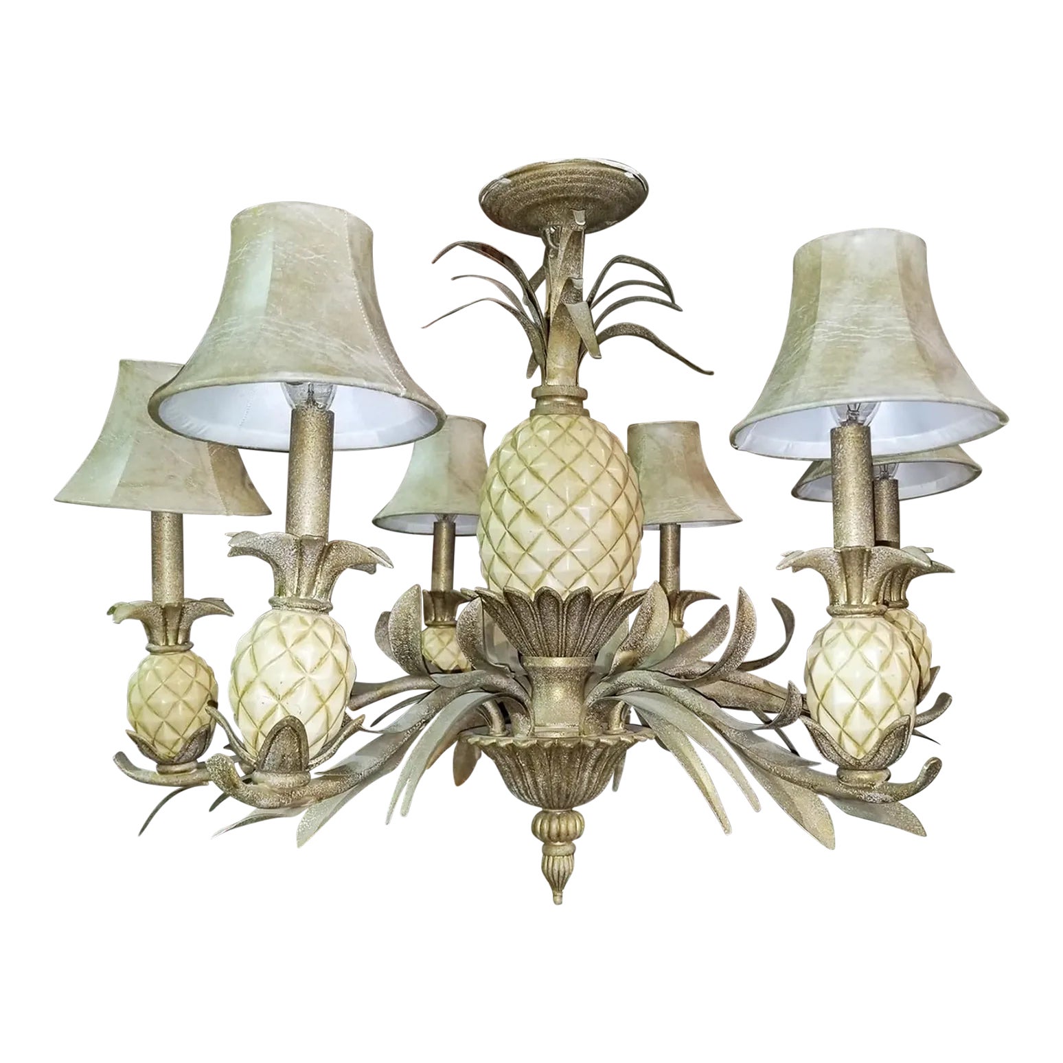 1980s Quoizel Pineapple Tole Chandelier Chairish
