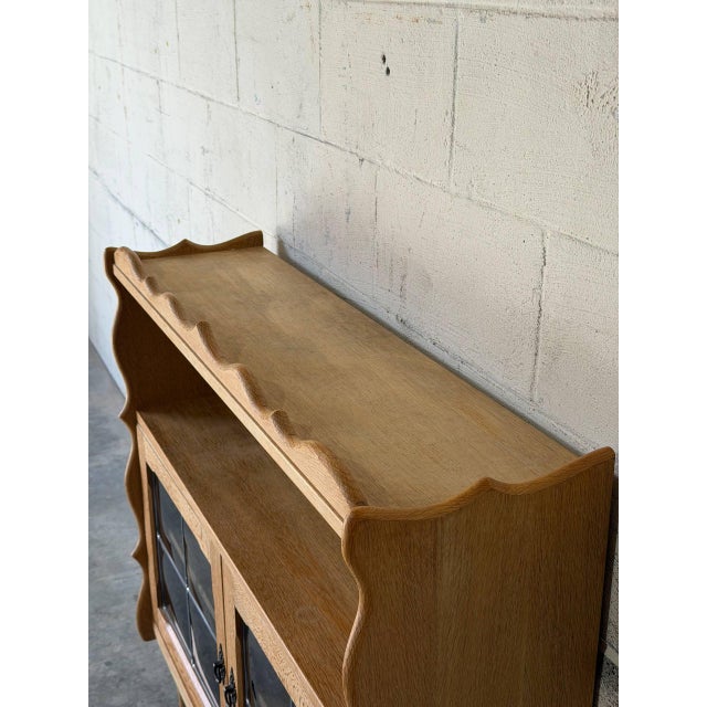 Jk Møbler ApS Scalloped Two-Door Oak and Glass Bookcase Danish Mid-Century Modern 1970s For Sale - Image 4 of 12