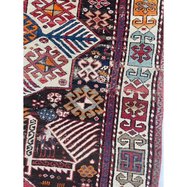 Early 20th Century Early 20th Century Caucasian Akstafa Immortal Peacocks, Protective Animals Rug 4.6 x 9 For Sale - Image 5 of 12