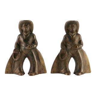 Bronze Cowboy Bookends, Early 20th Century For Sale