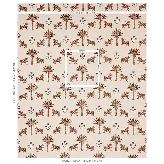 Tiger Palm is an open, organized pattern printed on a soft linen ground. Inspired by antique block prints, this versatile,...