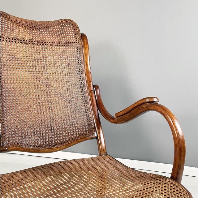Wood Austrian Armchair with Dark Brown Straw & Wood, 1900s For Sale - Image 7 of 16