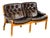 Vintage Scandinavian Teak and Leather Bench, 1960 For Sale