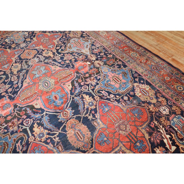 Textile Antique Zabihi Collection Large Scale Worn Persian Bidjar Rug For Sale - Image 7 of 12