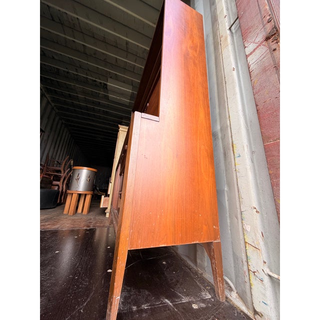 1969 Mid-Century Modern Broyhill Walnut and Laminate Hutch For Sale - Image 6 of 12