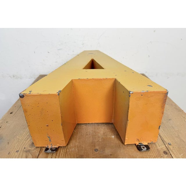 Large Vintage Yellow Iron Facade Letter A, 1960s For Sale - Image 6 of 11