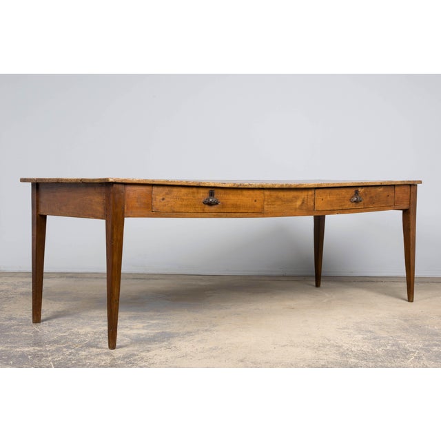 Early 19th Century French Provincial Fruitwood Farmhouse Table With Two Drawers For Sale - Image 16 of 18
