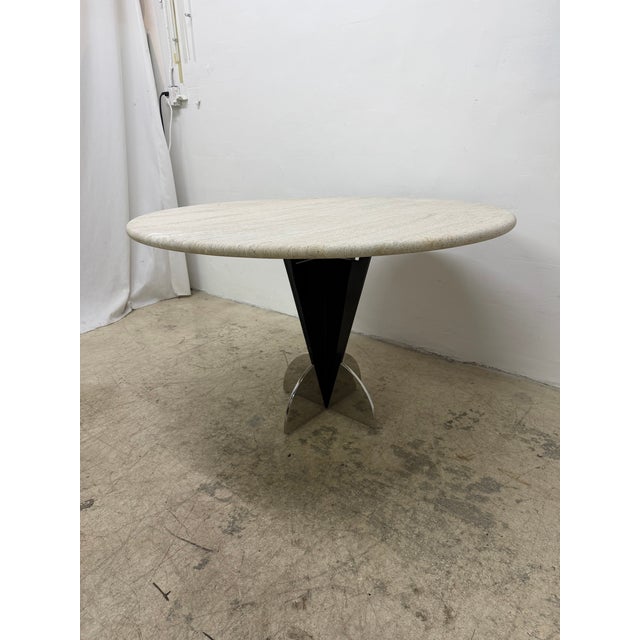 Stanley J Friedman Arrowhead Dining Table With Custom Travertine Top for Brueton For Sale In Miami - Image 6 of 18
