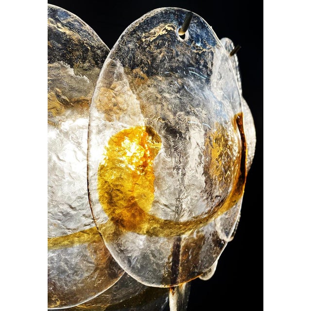 Vintage Italian Murano Wall Lights in Trasparent and Amber Glass, 1970, Set of 2 For Sale - Image 4 of 18