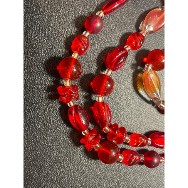 Glass Bohemian/Czech Exceptional Glass Ruby Necklace From Jablonec Nad Nisou Region, Mid-Century Pressed Molded Glass For Sale - Image 7 of 10