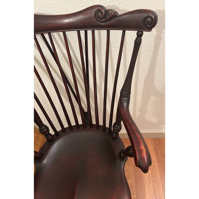 Antique Ladies Armed Windsor Fiddle Back Chair, Mahogany. For Sale - Image 4 of 12