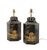 These are exquisite 20th-century vintage English Regency-style hexagonal metal tea caddy lamps. The matte black lacquer...