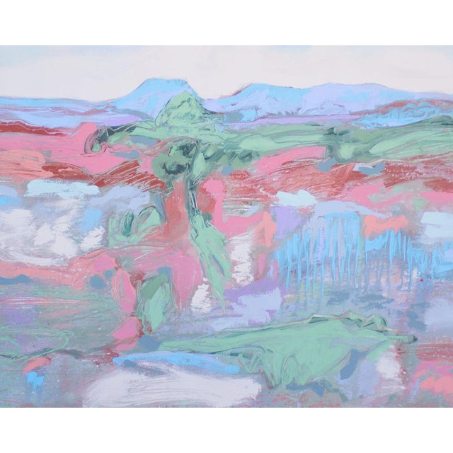 A 1980s acrylic on canvas painting by the American artist Harry Hilson (1935-2004). Titled Blue Hills, this abstract...