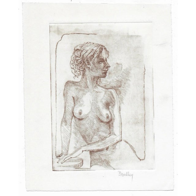 1970s female nude by New York artist John Bradley, pencil signed lower right. Bradley and fellow artist / wife Sally Pleet...