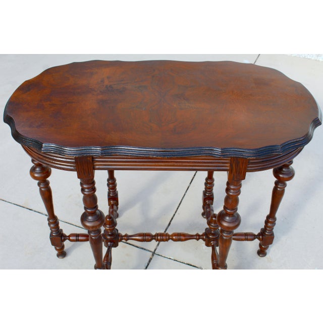 Elegant Early 20th Century Victorian-Style Flame Mahogany Library Table For Sale - Image 9 of 17