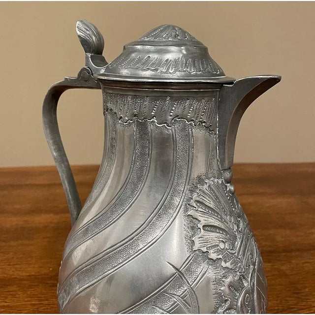 Light Gray 18th Century French Pewter Pitcher For Sale - Image 8 of 13