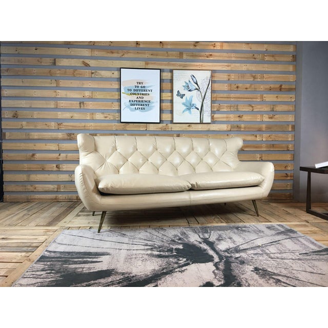 Jhs Wellington Antique Ivory Leather Sofa Chairish