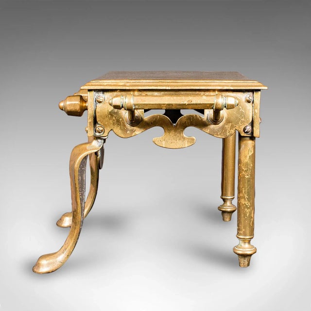 1900 - 1909 Antique Hearth Footman, English Brass, Fireplace Plate Warmer, Trivet, Victorian For Sale - Image 5 of 10