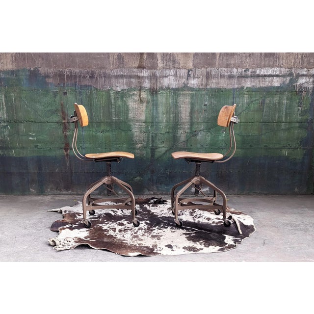 Vintage Adjustable Mid Century Modern Bentwood and Metal Chairs, 1960's - A Pair For Sale In Madison - Image 6 of 12
