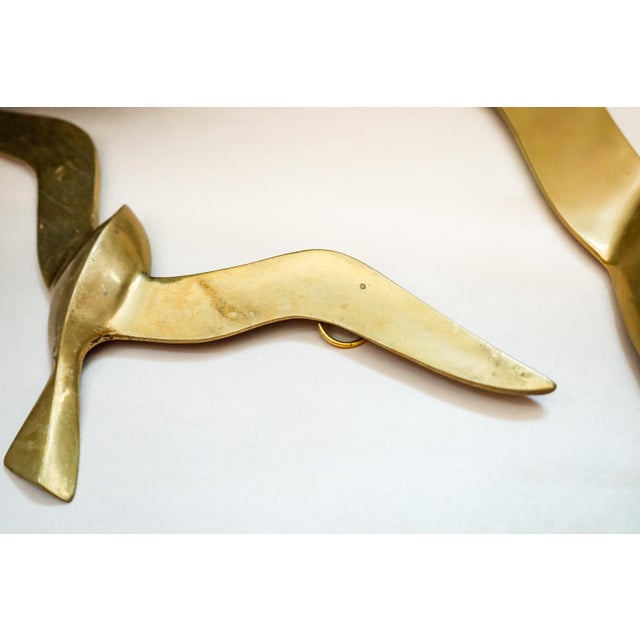 970s Mid-Century Modern Brass Flying Seagulls Wall Sculptures - Set of 3 For Sale - Image 9 of 12