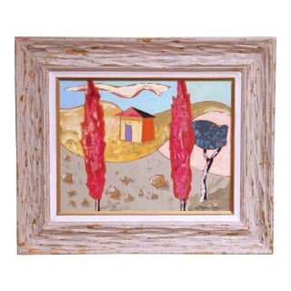 Late 20th Century French Landscape Painting by Jacques Lamy in Frame For Sale