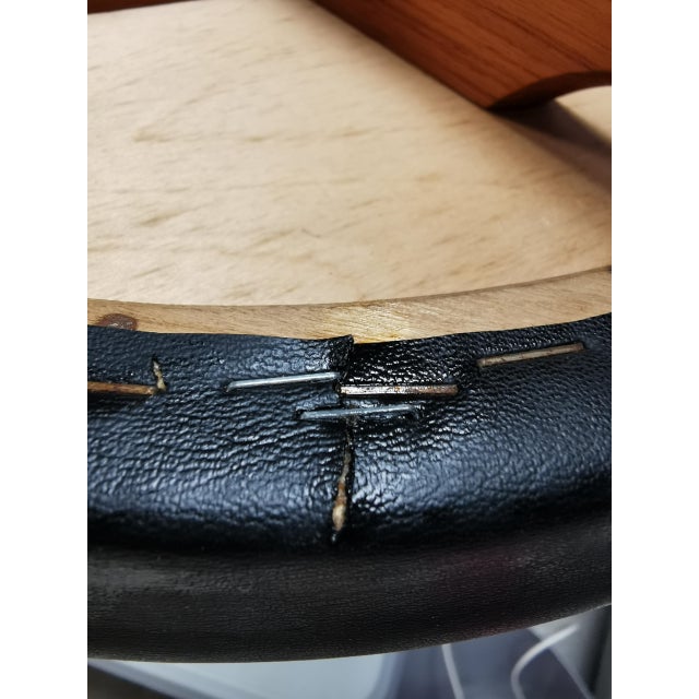 Teak Bar Stools with Black Imitation Leather Seats and Chrome-Plated Metal Footrests from Spøttrup Møbelfabrik, Denmark, 1960s, Set of 4 For Sale - Image 10 of 11