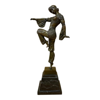 After D.H.Chiparus, Art Deco Dancer, European Bronze Finery, Late 20th Century For Sale