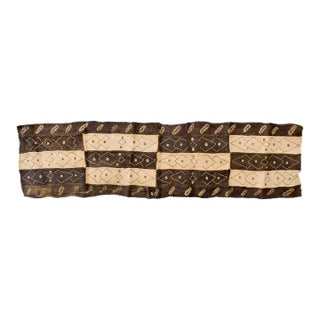 Early 20th Century Kuba Handwoven Embroidered Raffia Textile 47 x 13 Inch For Sale