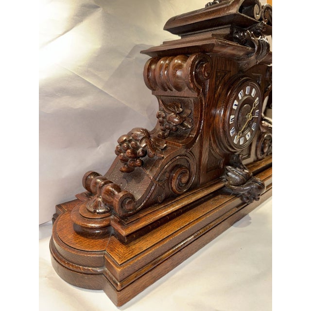 Large 19th Century Carved Black Forest Mantel Clock For Sale - Image 9 of 15