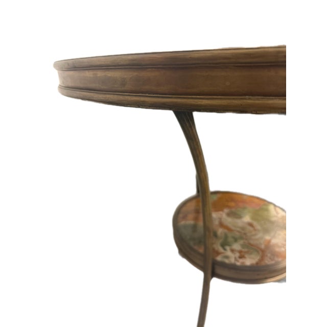 Mid 20th Century Vintage Hollywood Regency Two-Tier Onyx & Brass Guéridon Side Table With Paw Feet For Sale - Image 5 of 8