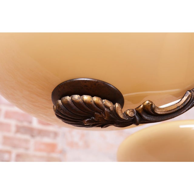 Beige Art Deco Salon Chandelier in Brass, 1920s For Sale - Image 8 of 16